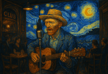 معروفترین خوانندگان هلندی - ون گوگ در حال آواز خواندن است، اثر Sora