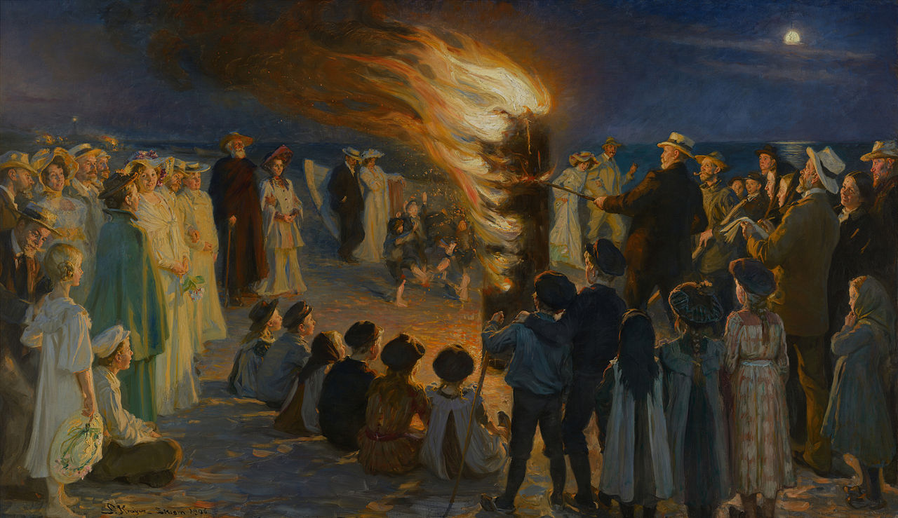 آتش سوزی شب نیمه تابستان در ساحل اسکاگن، 1906 - اثر پیتر سورین کرویر